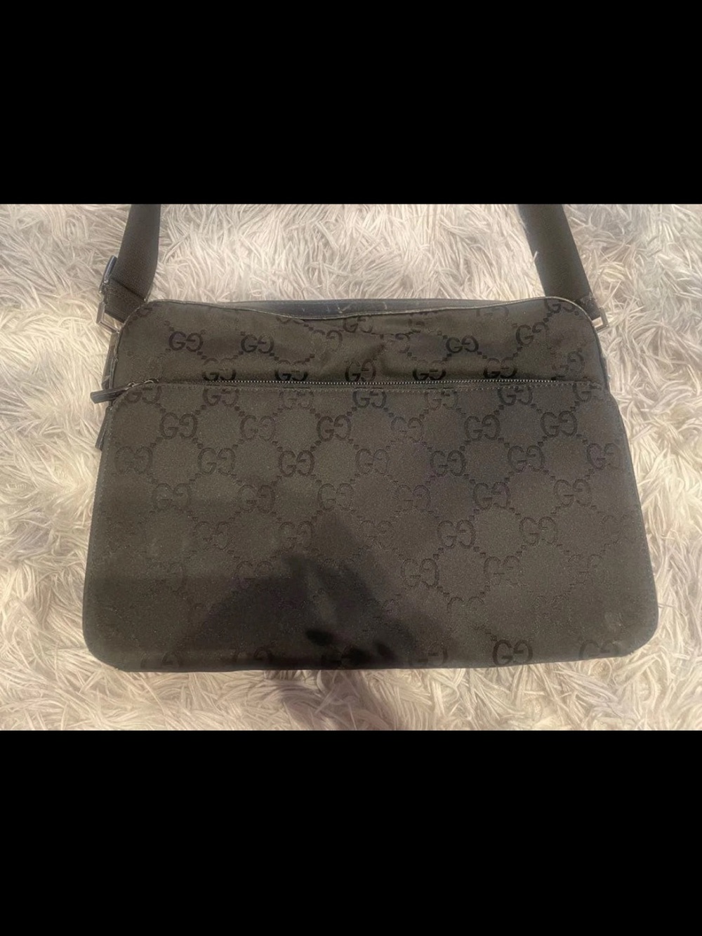 Gucci Black GG Jacquard Crossbody Shoulder Bag